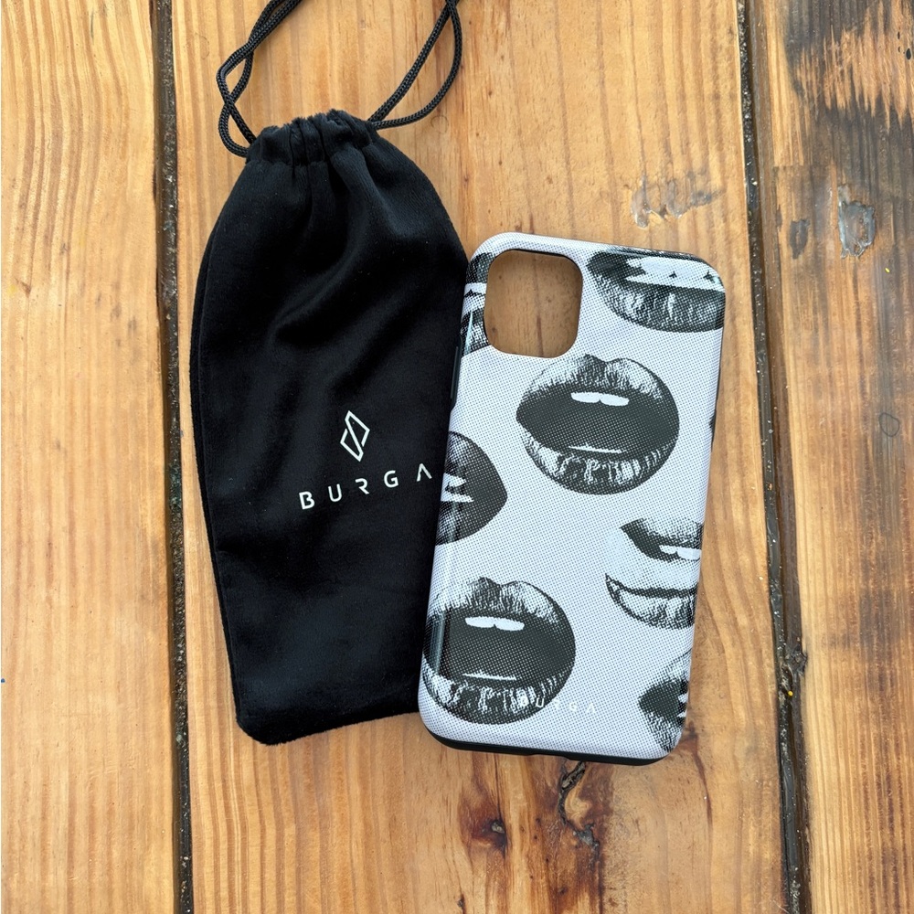 iPhone 11 Burga Black and Gray Lip Print Phone Case